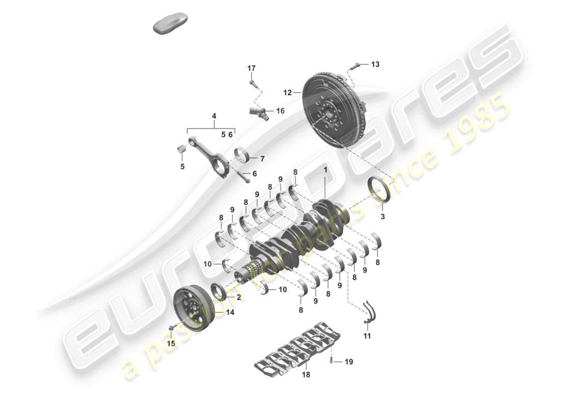 porsche 2024 (992-1) diagrama de piezas del volante de inercia de la biela del cigüeñal