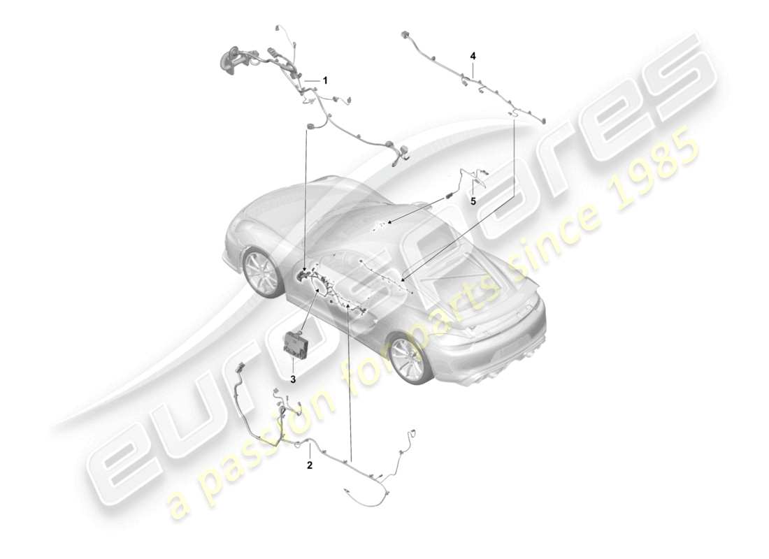 porsche 2021 (718 cayman gt4) cableados de puertas consola central unidad de control de puertas techo/capota convertible diagrama de piezas