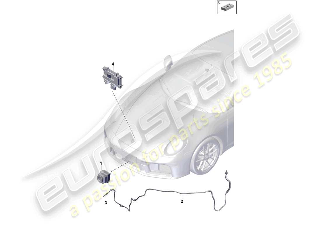 porsche 2025 (992-2) cámara para sistema de visión nocturna piezas individuales para vehículos con sistema de visión nocturna diagrama de piezas