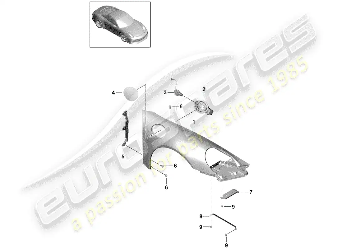 porsche 2014 (991-1 r/gt3/rs) defensa diagrama de piezas