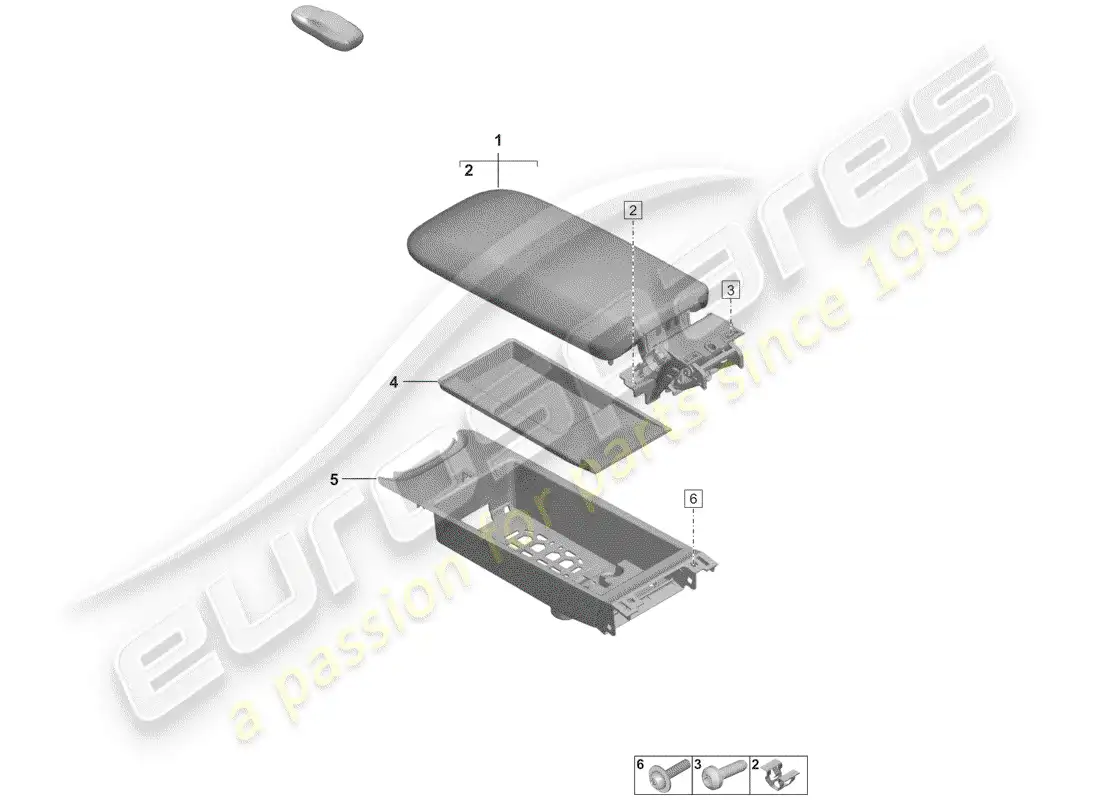 porsche 2020 (992-1) center console diagrama de piezas