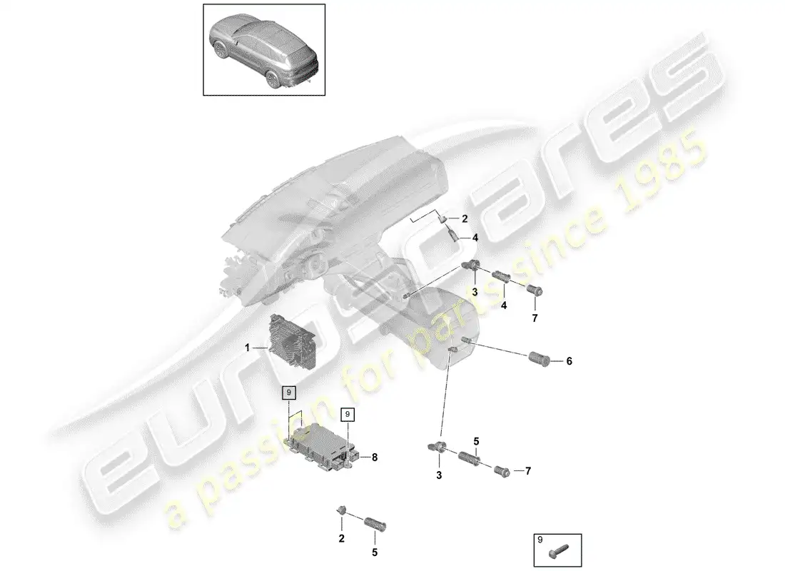 porsche 2019 (cayenne e3 9ya/9yb) transformador de voltage diagrama de piezas