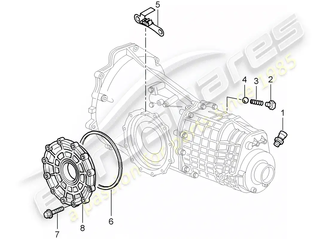 porsche 2000 (986 boxster) transmisión - piezas únicas - d - mj 2000>> diagrama de piezas