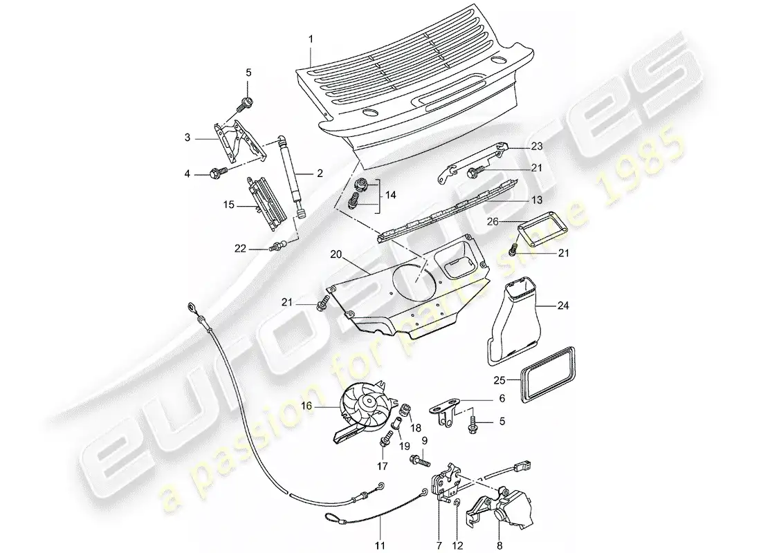 porsche 2003 (996 turbo / gt2) cubrir diagrama de piezas