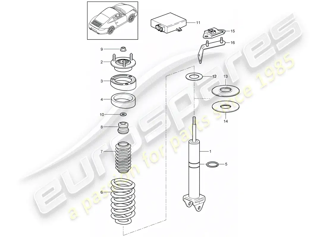 porsche 2012 (997-2) amortiguador diagrama de piezas
