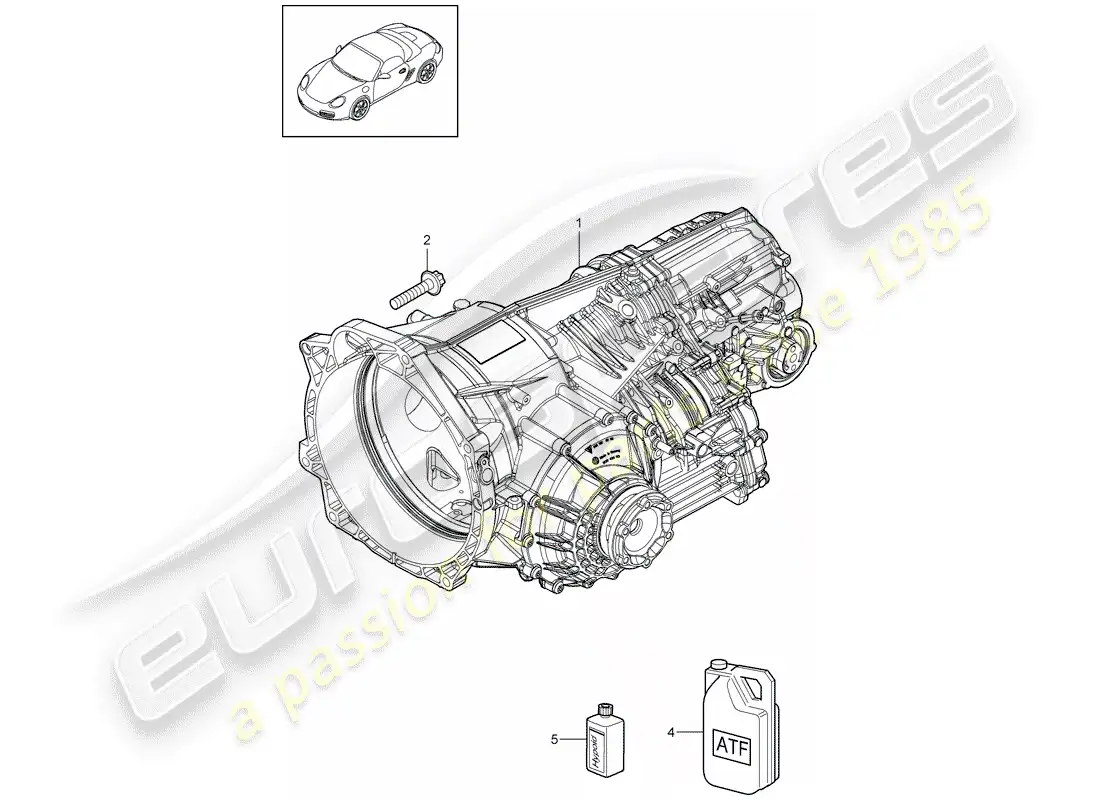 porsche 2009 (987 boxster) - pdk - diagrama de piezas