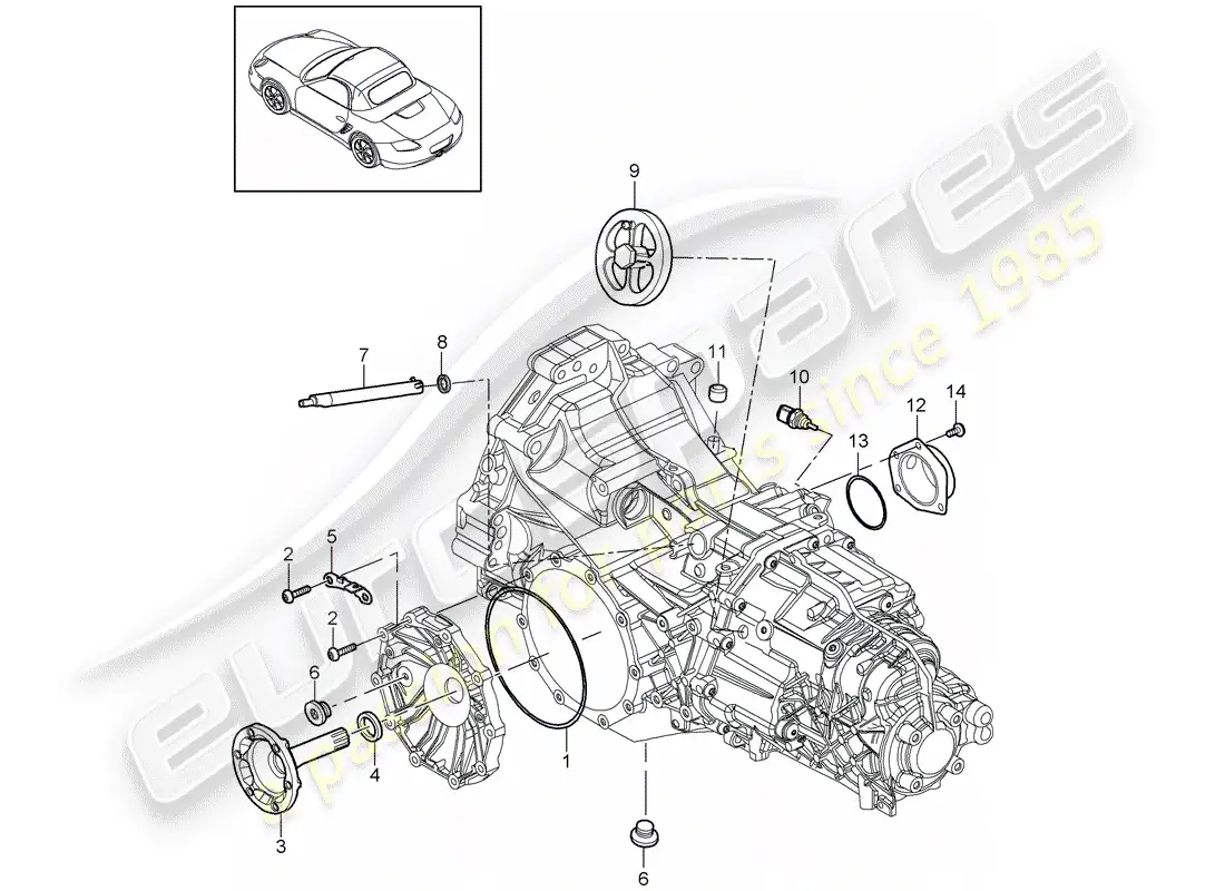 porsche 2009 (987 boxster) transmisión de repuesto diagrama de piezas
