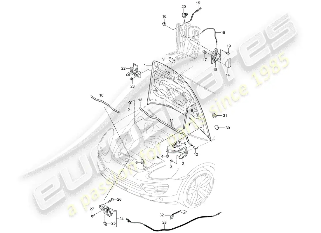 porsche 2013 (cayenne e2 92a) diagrama de piezas de la cubierta