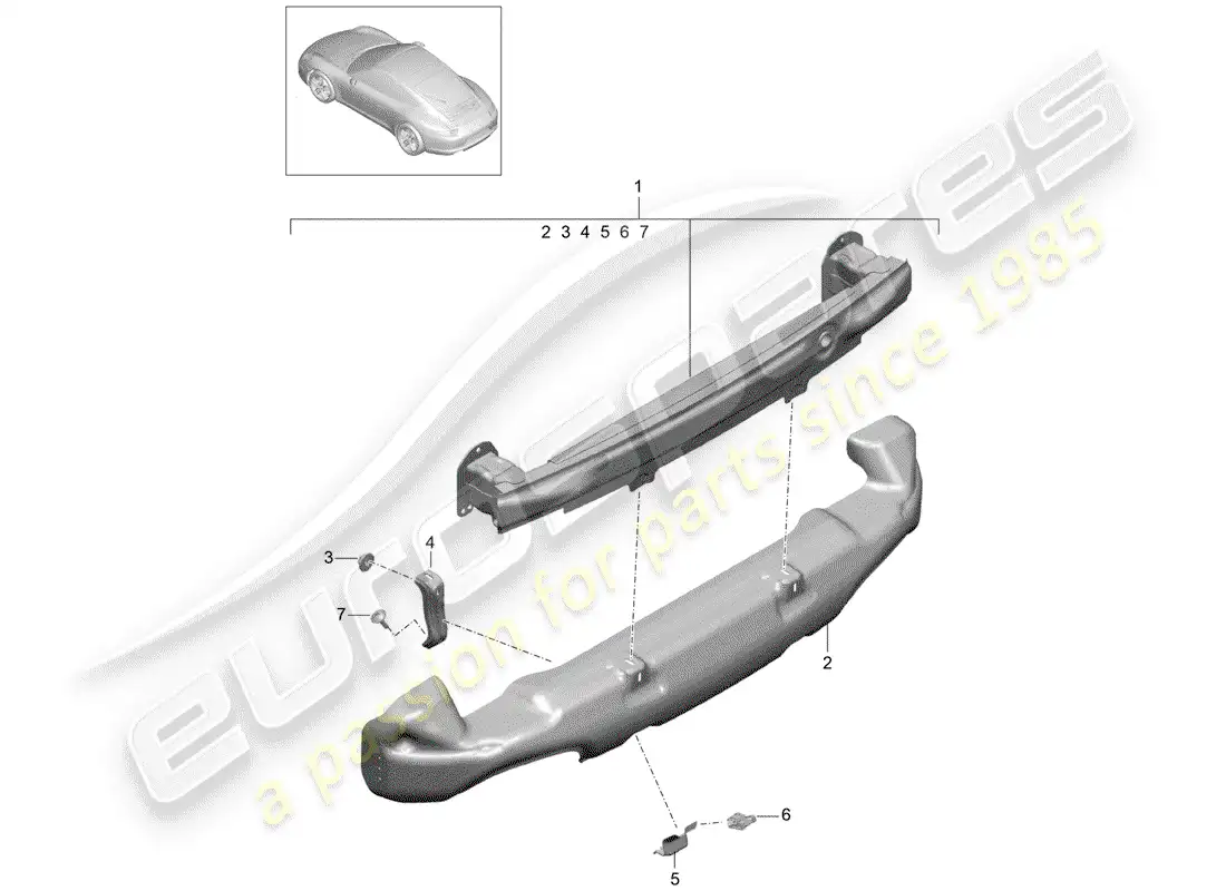 porsche 2014 (991-1) soporte de parachoques diagrama de piezas