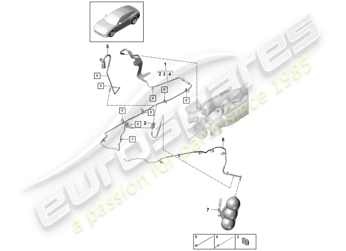porsche 2019 (panamera 971-1) sistema de vacío diagrama de piezas