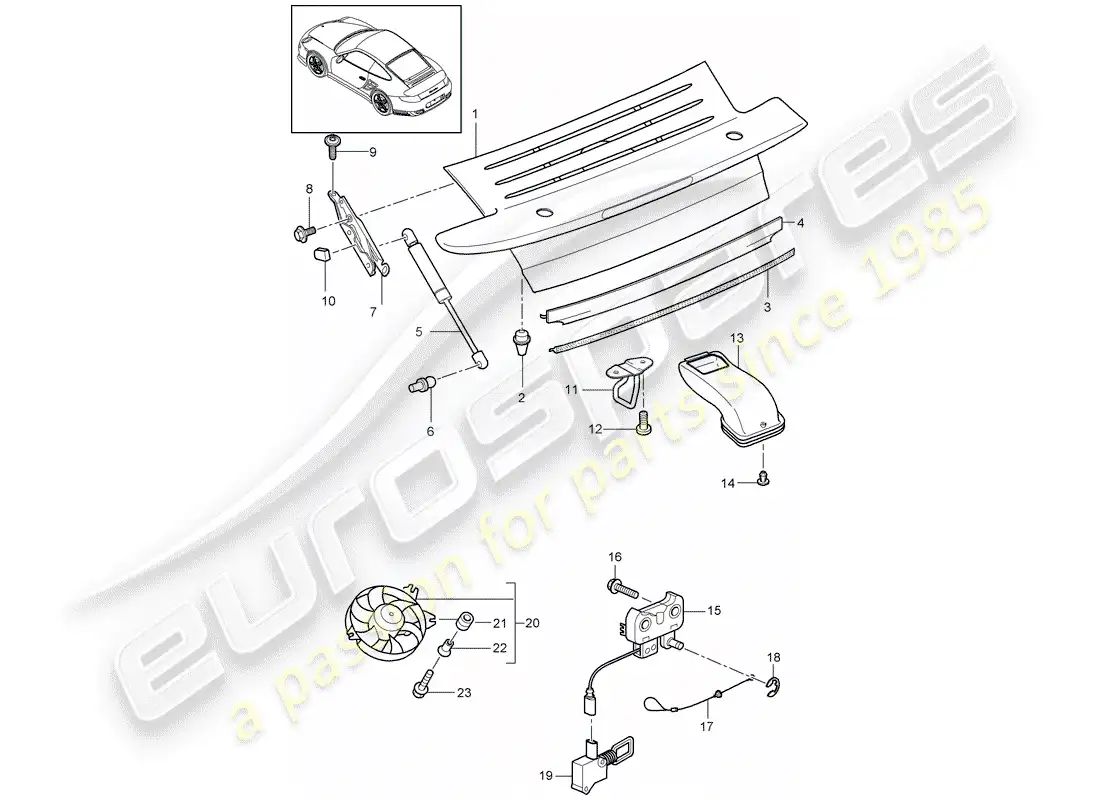 porsche 2012 (997-2 turbo / gt2 rs) cubrir diagrama de piezas