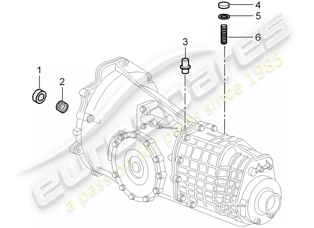 porsche 2000 (986 boxster) transmisión - piezas únicas - d - mj 2000>> diagrama de piezas