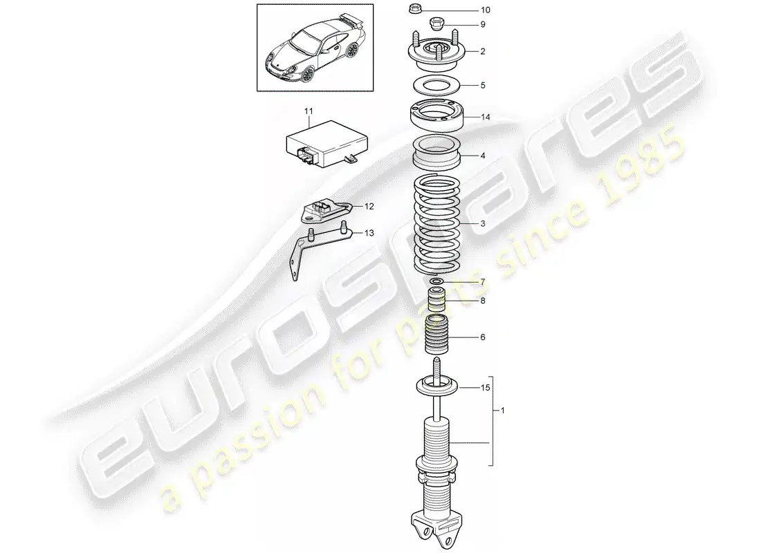 porsche 2007 (997-1 gt3) amortiguador diagrama de piezas