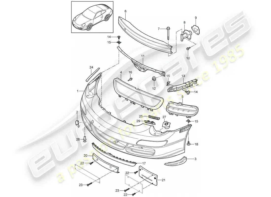 porsche 2010 (997-2) parachoque diagrama de piezas