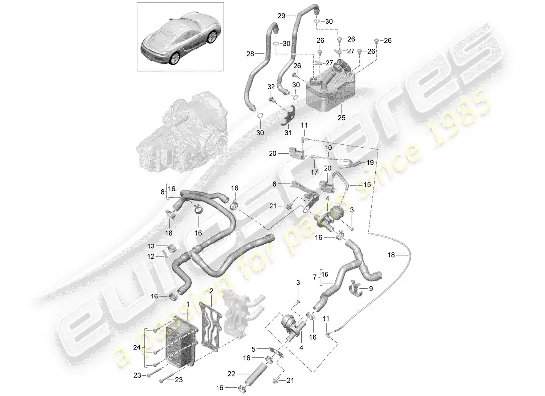 porsche 2015 (981 cayman) - pdk - diagrama de piezas