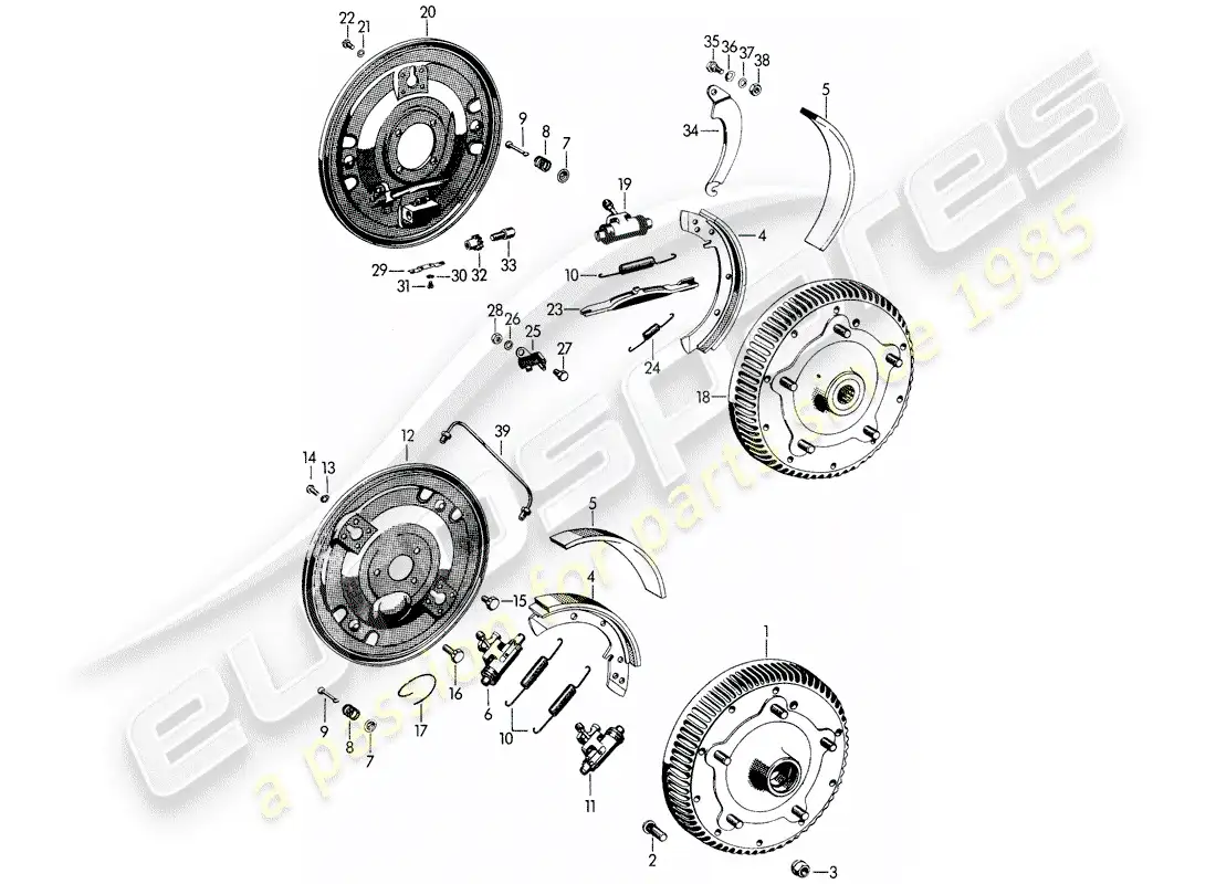 porsche 1960 (356b/356c) freno diagrama de piezas