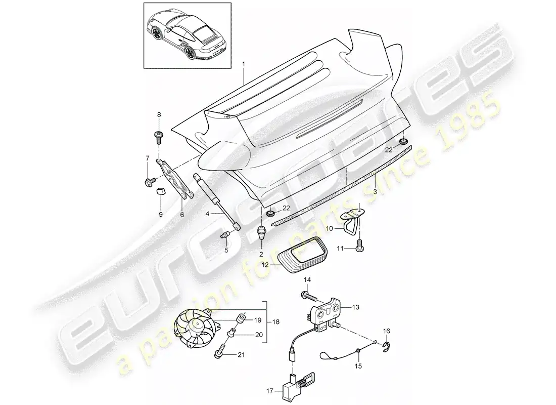 porsche 2012 (997-2 turbo / gt2 rs) cubrir diagrama de piezas