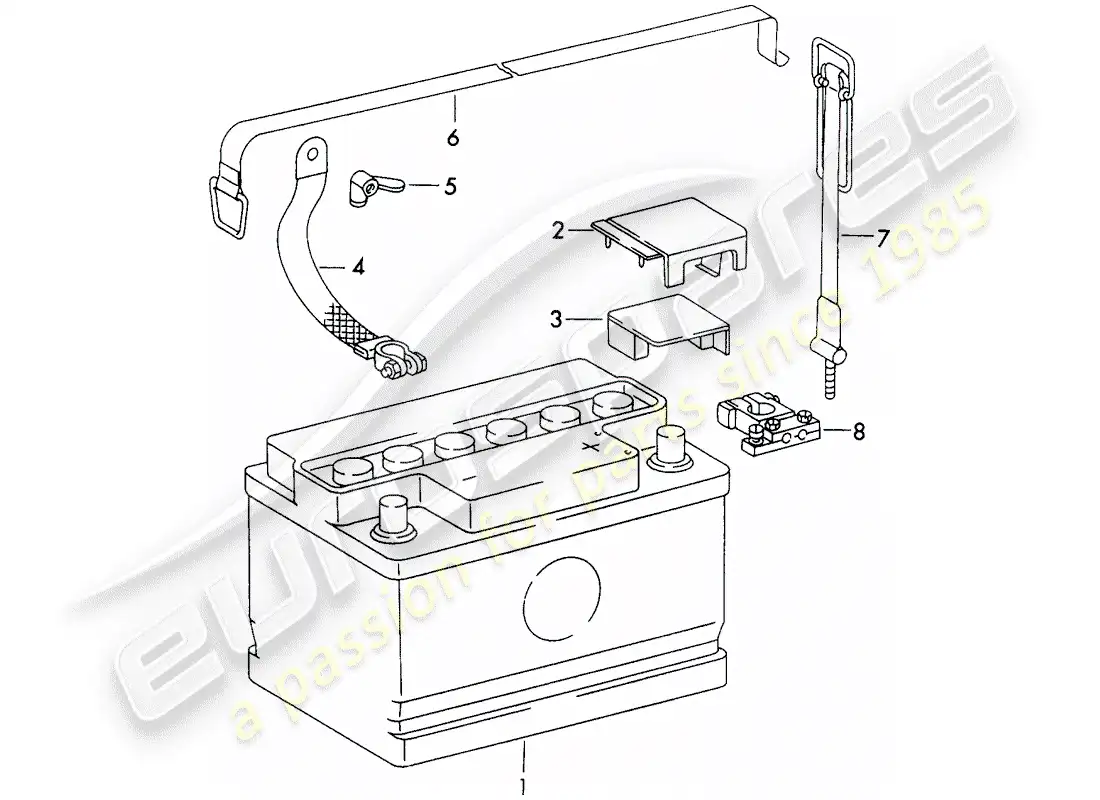 porsche 1973 (911) batería diagrama de piezas