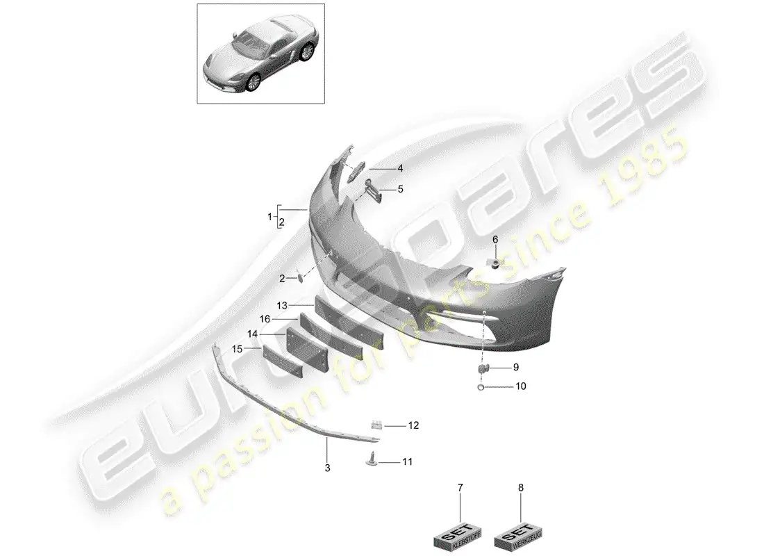 porsche 2018 (718 boxster) parachoque diagrama de piezas