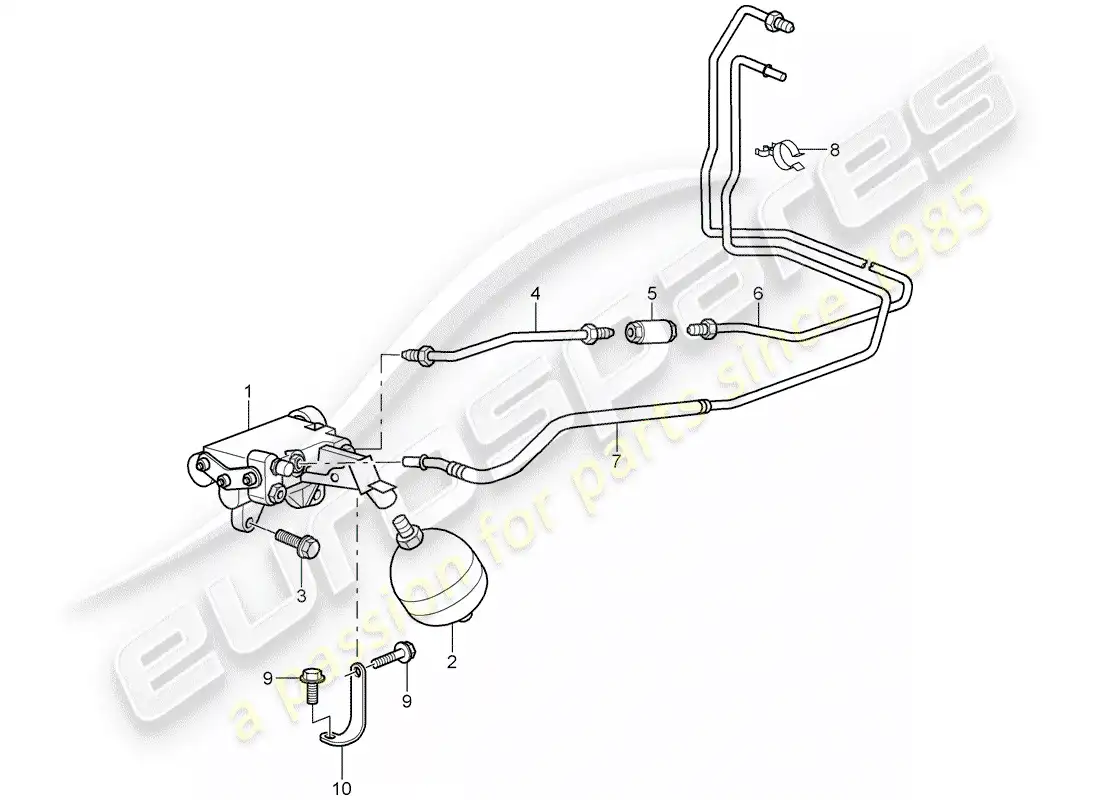 porsche 2004 (996 turbo / gt2) embrague hidráulico - funcionamiento - tubo del embrague hidráulico - unidad de presión - cilindro esclavo del embrague diagrama de piezas