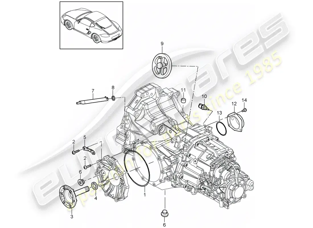 porsche 2012 (987 cayman) transmisión de repuesto diagrama de piezas