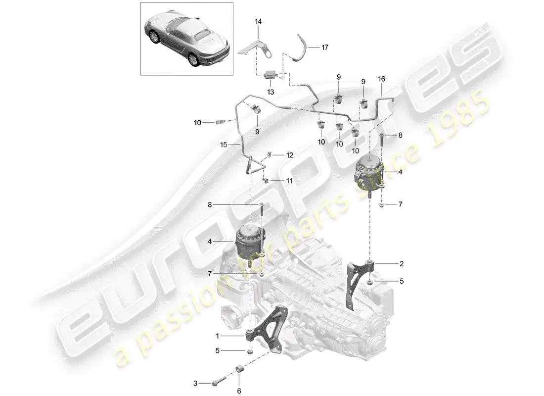porsche 2017 (718 boxster) submarco diagrama de piezas