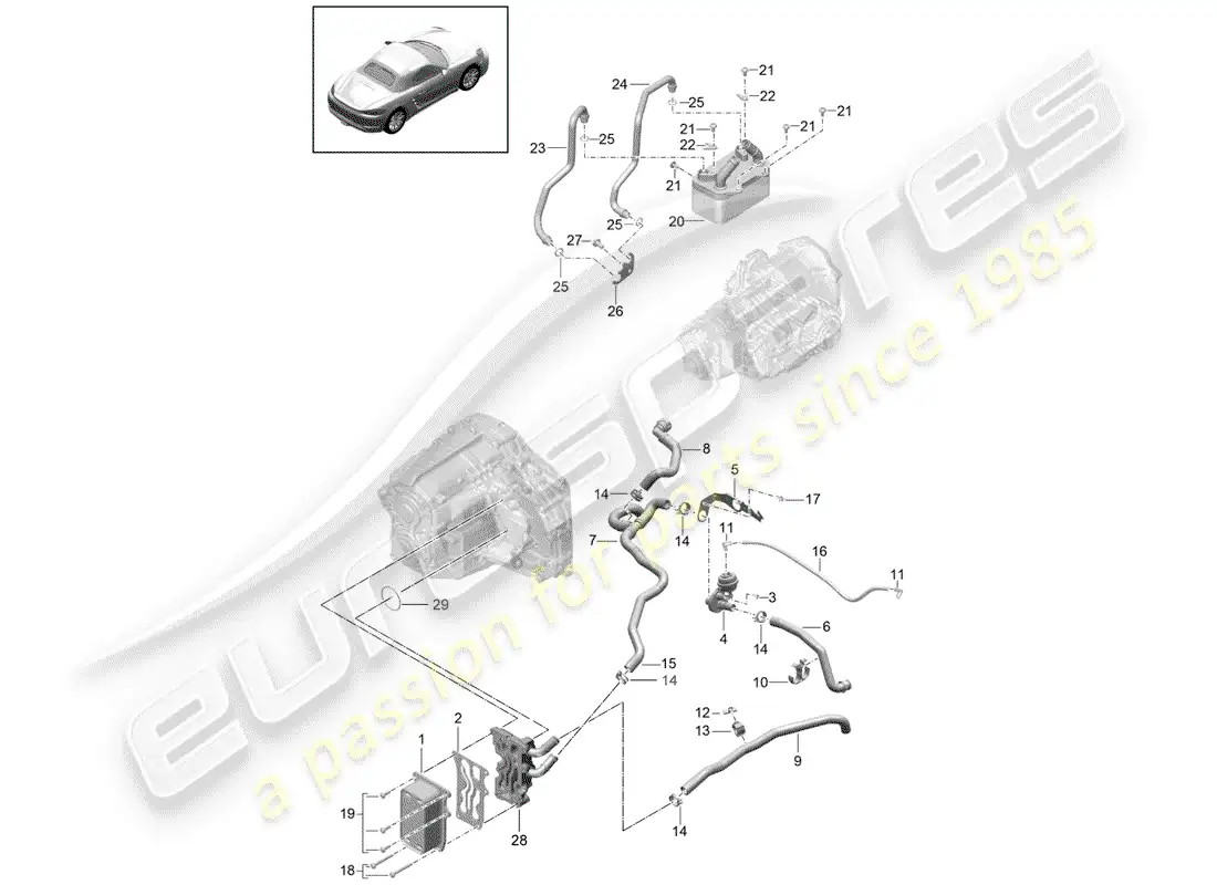 porsche 2017 (718 boxster) - pdk - diagrama de piezas