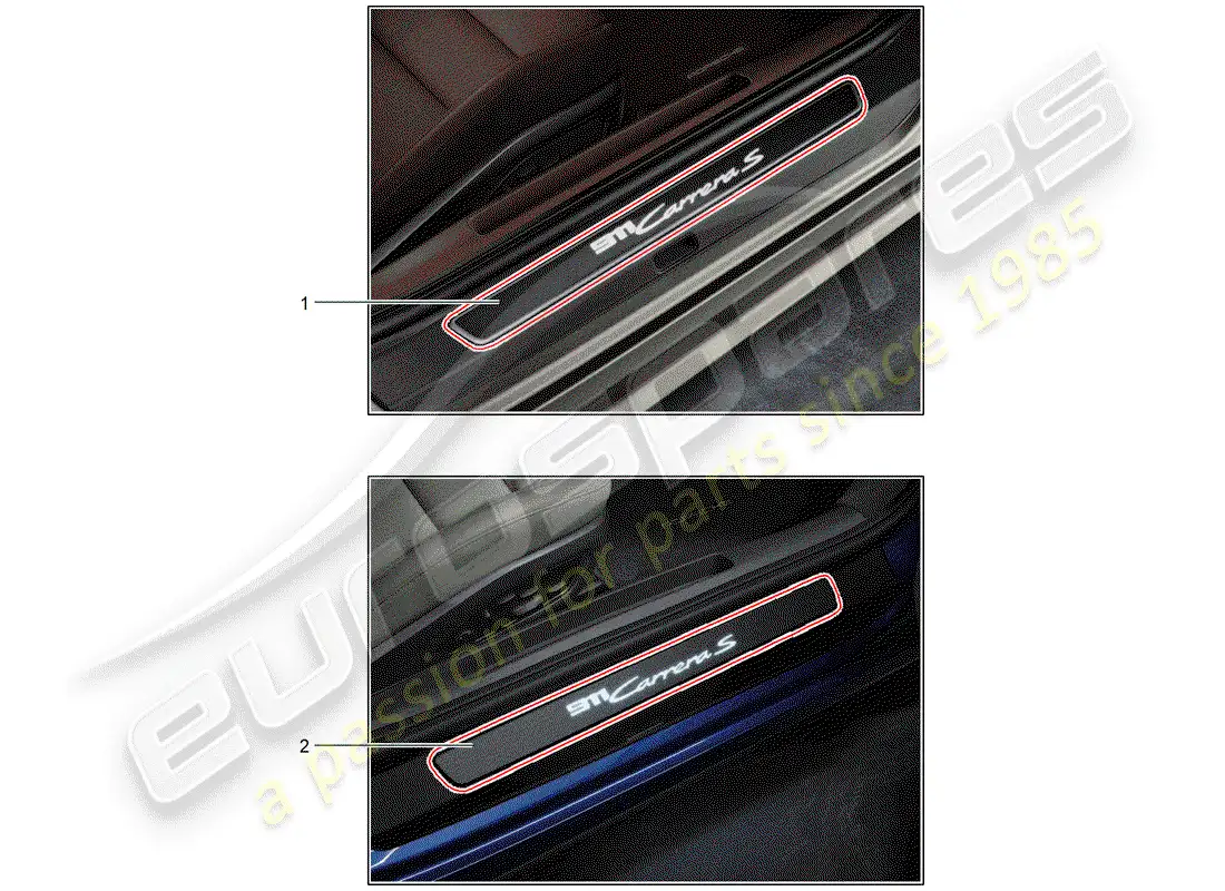 porsche 2015 (tequipment 98x/99x) placa de protección - panel de umbral diagrama de piezas