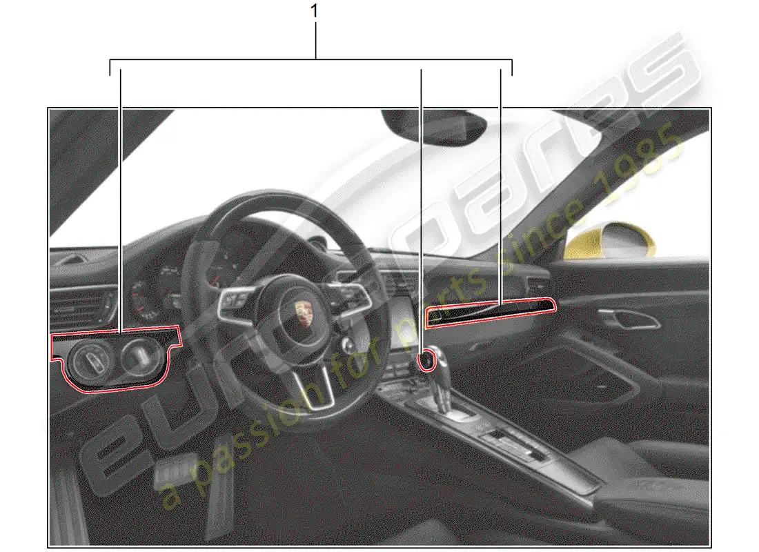 porsche 2015 (tequipment 98x/99x) kit de instalacion diagrama de piezas