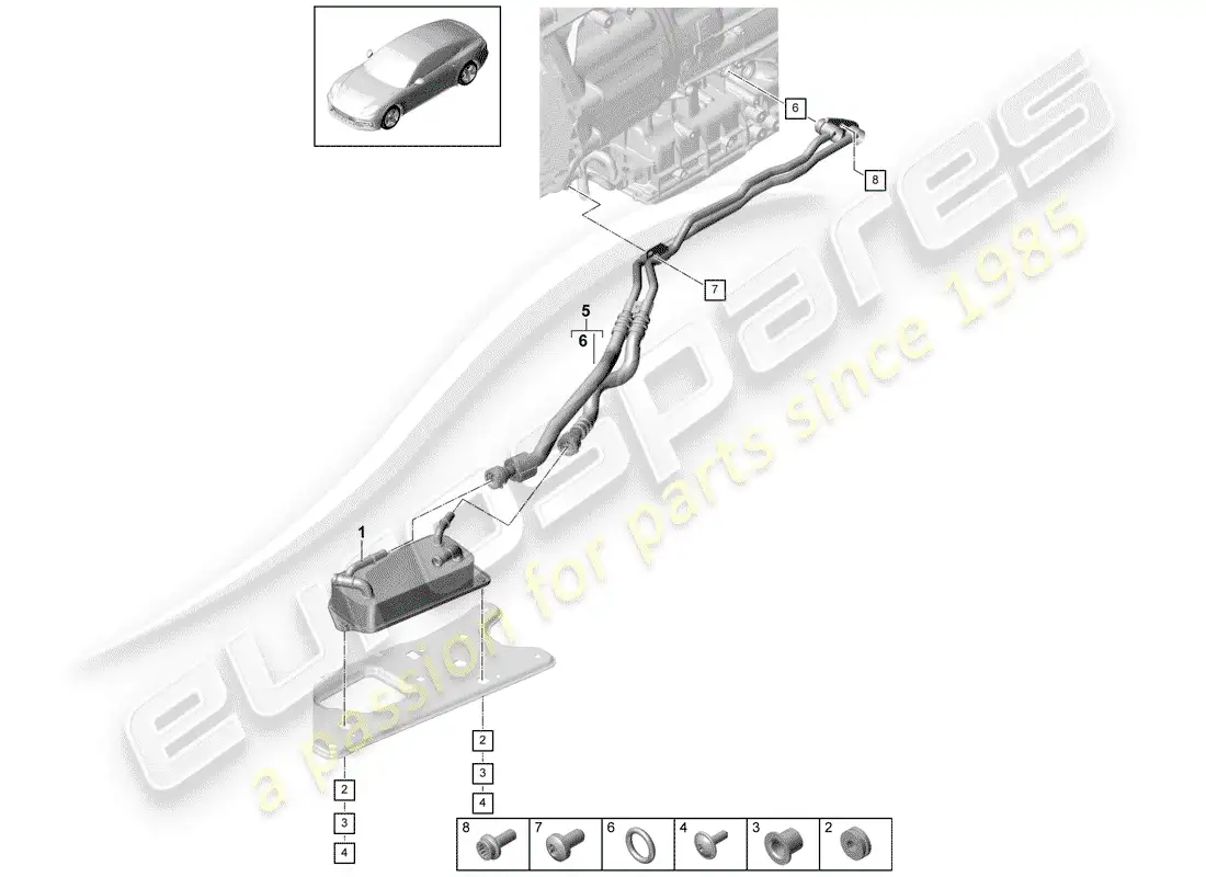 porsche 2017 (panamera 971-1) gear oil cooler diagrama de piezas