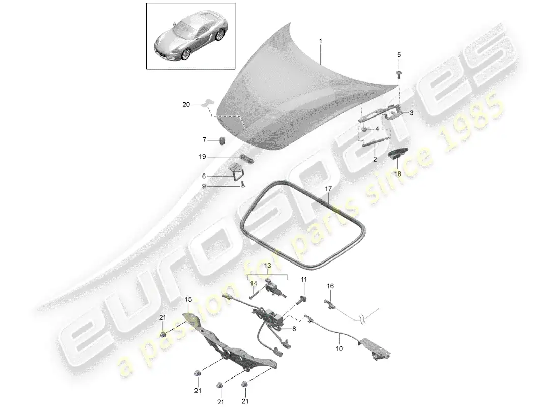 porsche 2015 (981 cayman) cubrir diagrama de piezas