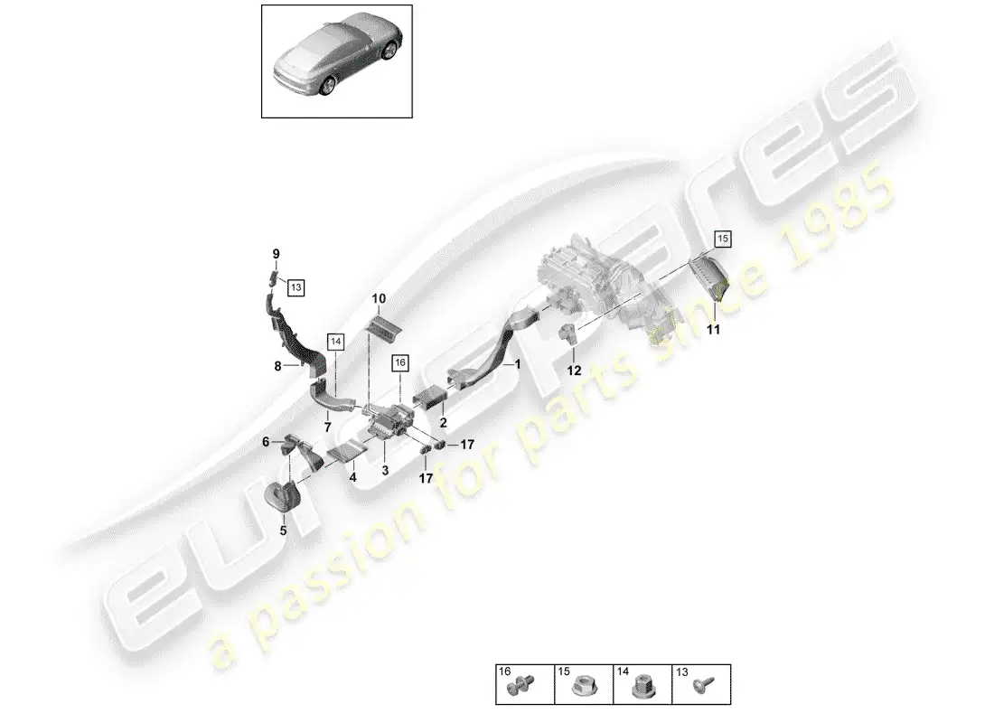 porsche 2020 (panamera 971-1) ducto de aire diagrama de piezas
