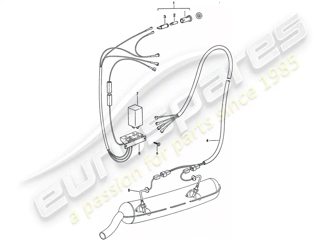 porsche 1975 (911) gases de escape - control de temperatura diagrama de piezas