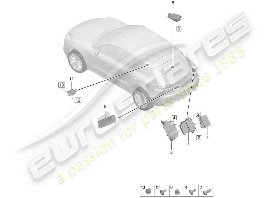 porsche 2019 (macan) unidades de control diagrama de piezas