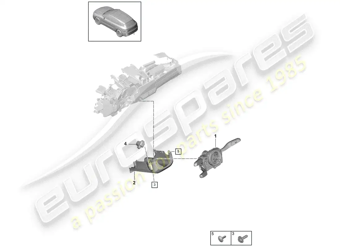 porsche 2019 (cayenne e3 9ya/9yb) interruptor de la columna de dirección diagrama de piezas
