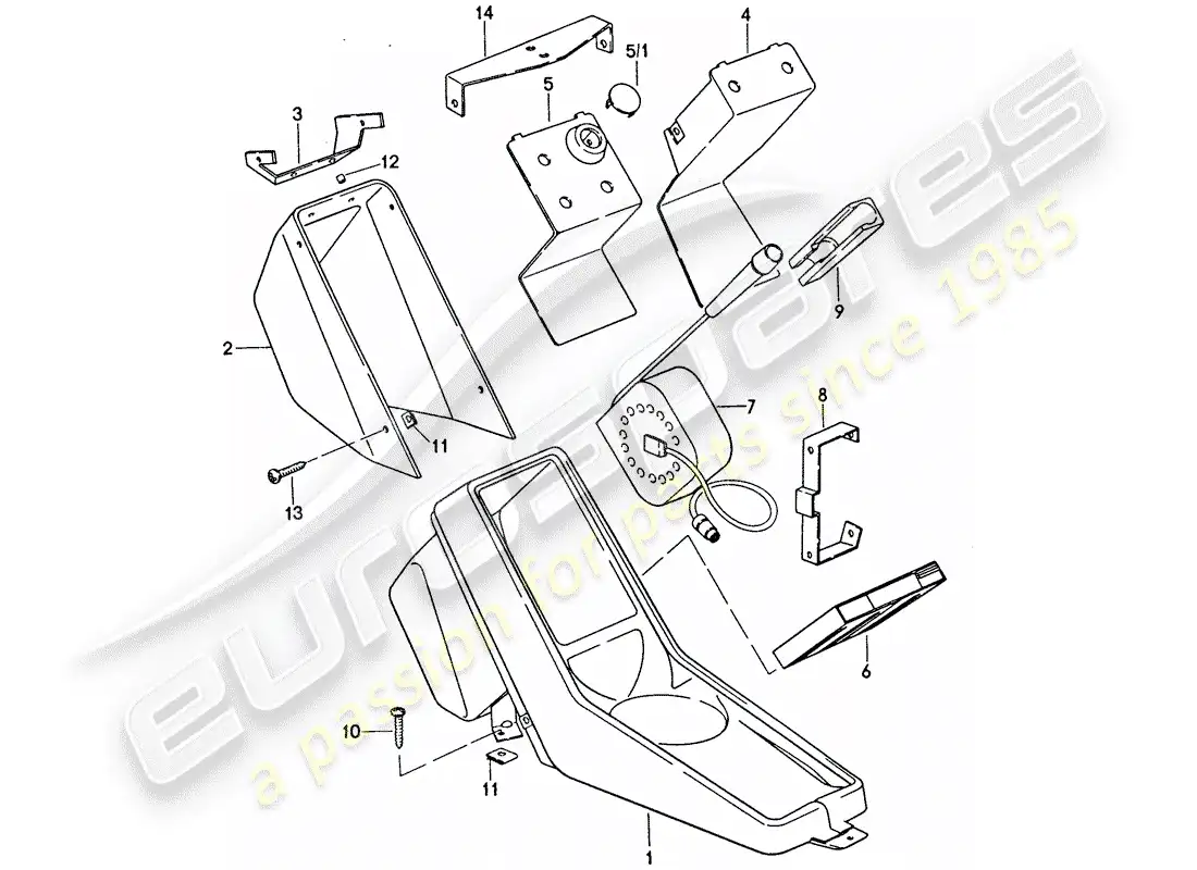 porsche 1976 (911) center console diagrama de piezas