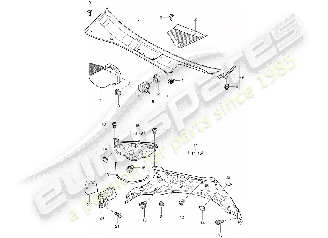 porsche 2009 (cayenne e1 9pa) cubrir diagrama de piezas