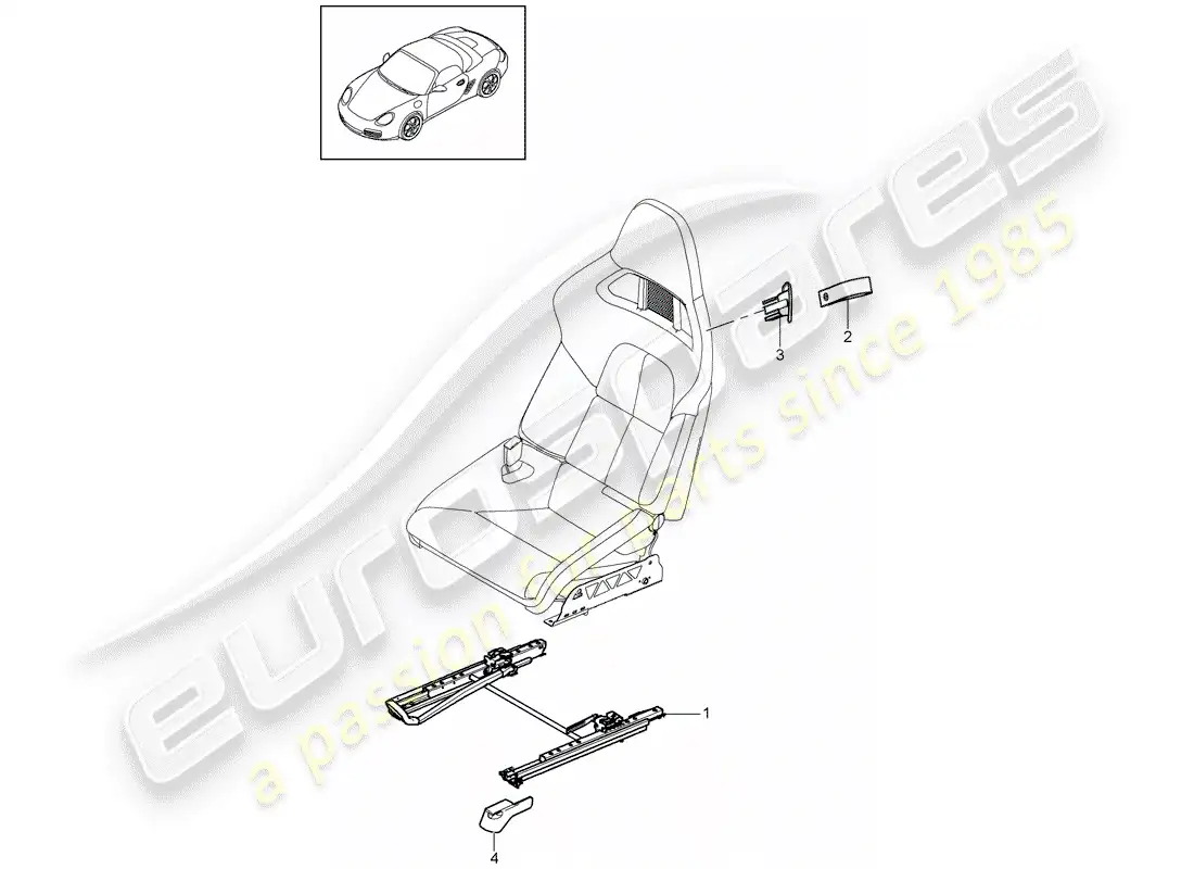 porsche 2009 (987 boxster) asiento diagrama de piezas