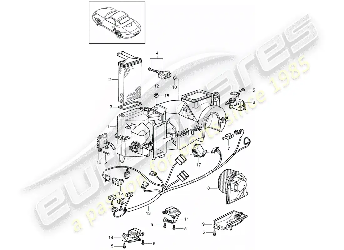 porsche 2011 (987 boxster) aire acondicionado diagrama de piezas