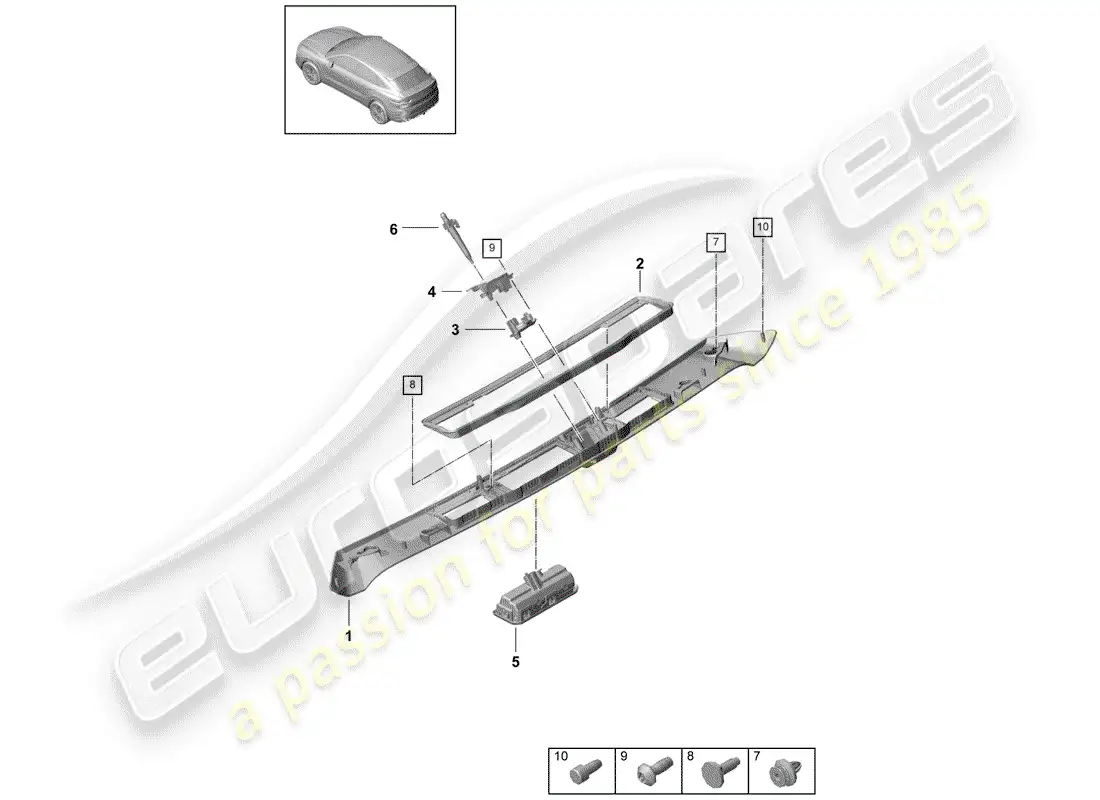 porsche 2018 (cayenne e3 9ya/9yb) tapa del maletero trasero diagrama de piezas