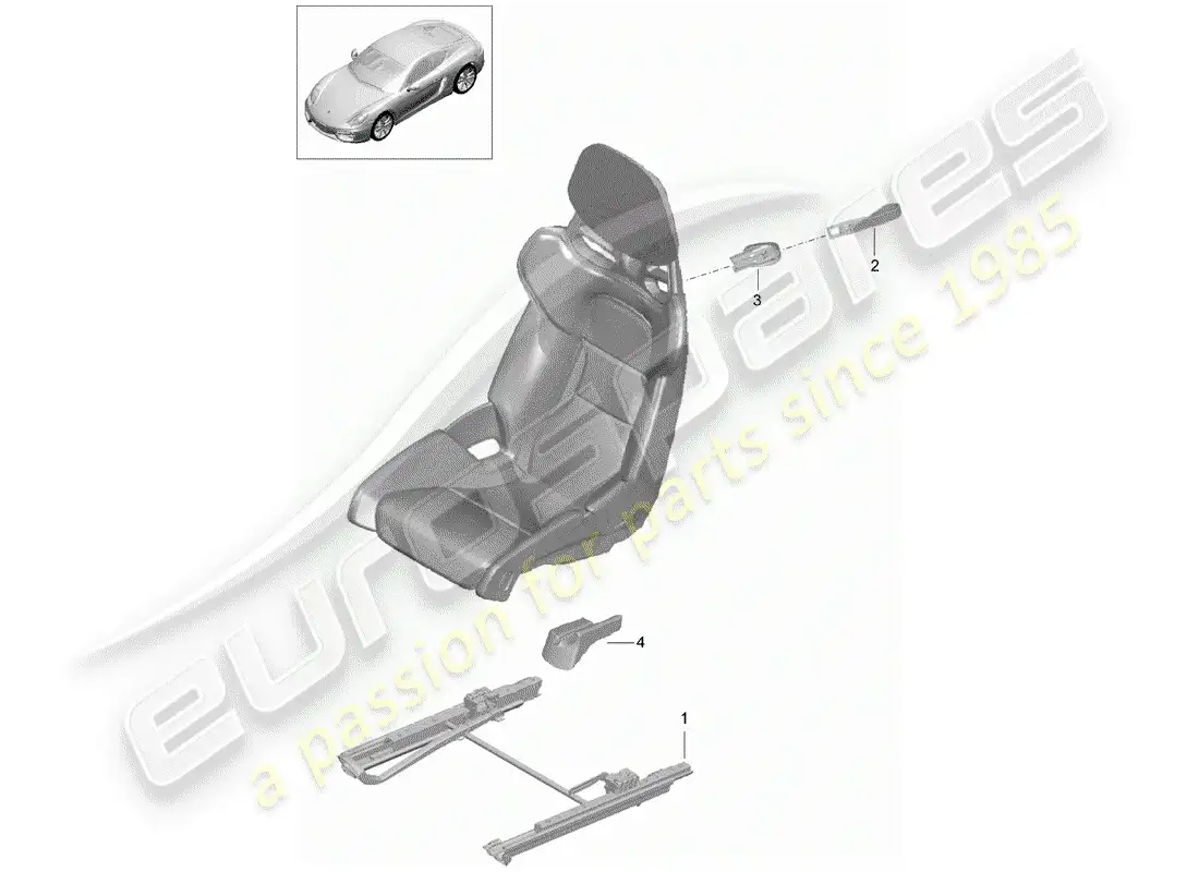 porsche 2016 (981 cayman) asiento diagrama de piezas