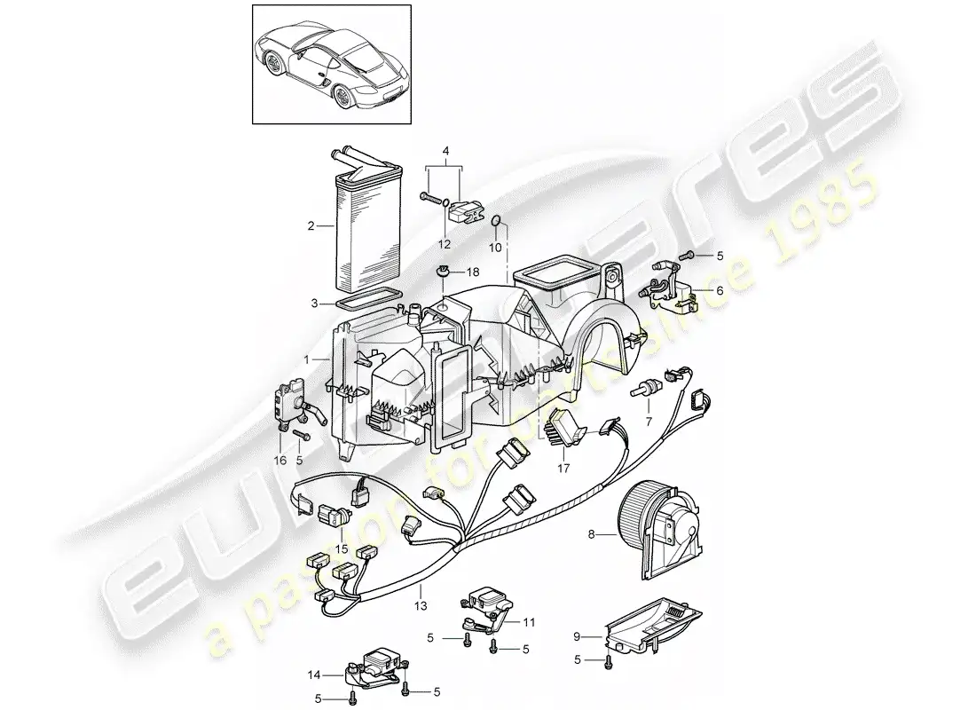 porsche 2008 (987 cayman) aire acondicionado diagrama de piezas