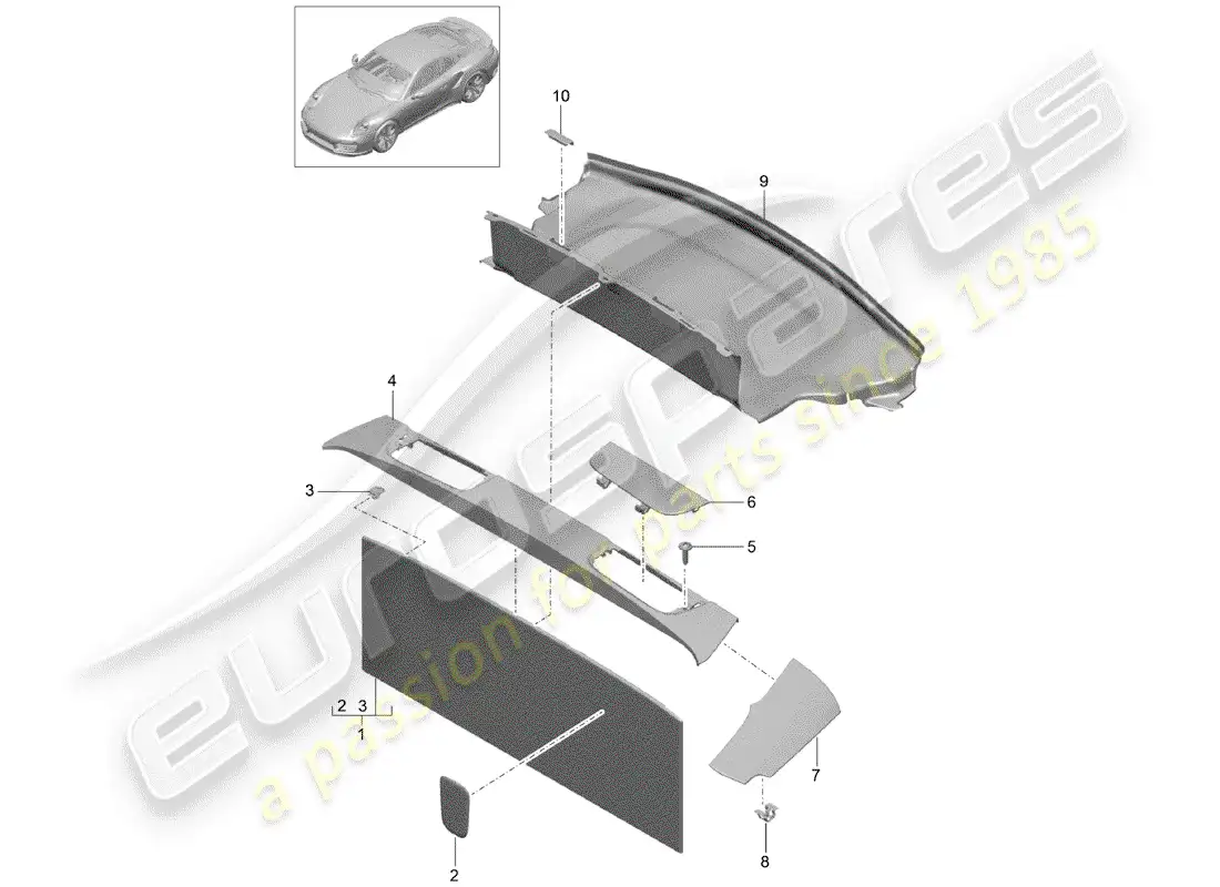 porsche 2017 (991-2 turbo) recubrimiento diagrama de piezas