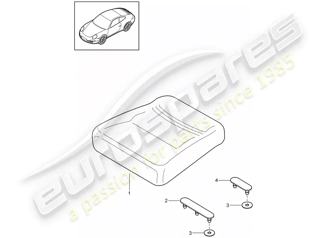 porsche 2012 (997-2) cojín del asiento trasero diagrama de piezas