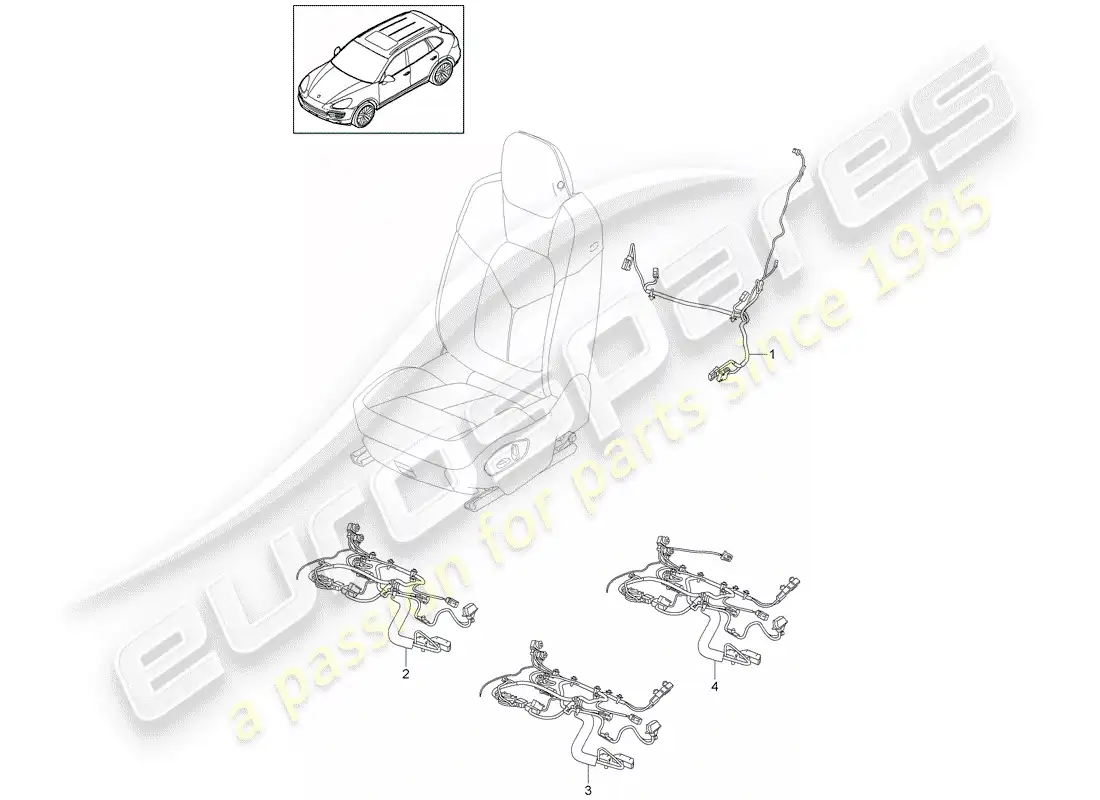 porsche 2016 (cayenne e2 92a) cableando arneses diagrama de piezas