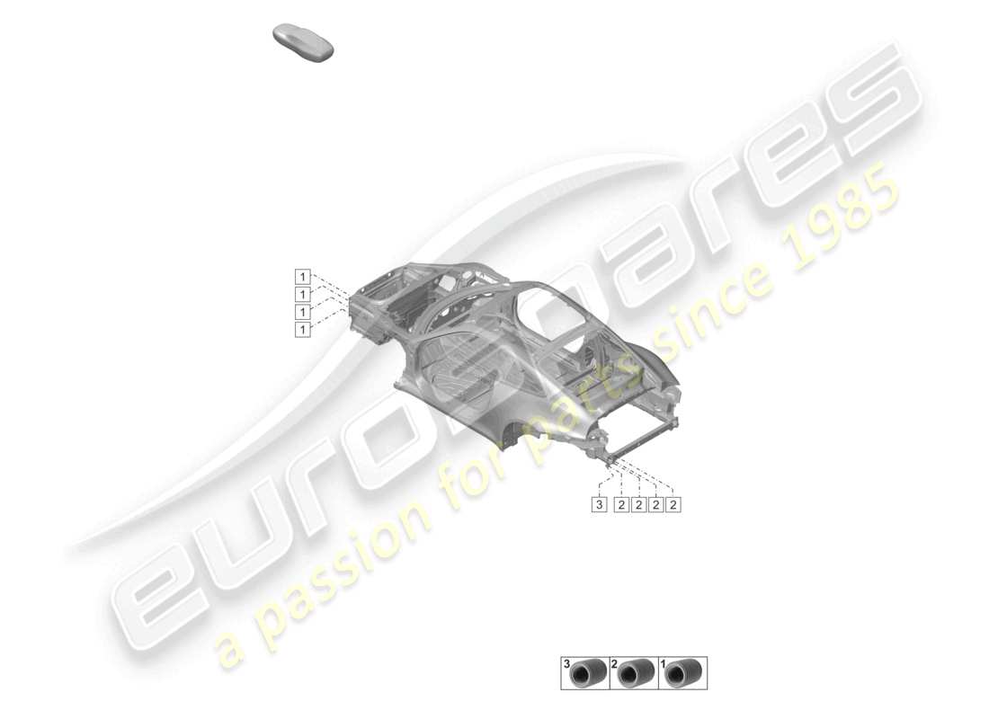 porsche 2020 (992-1 turbo / s) montaje del amortiguador delantero y trasero extremo delantero extremo trasero diagrama de piezas