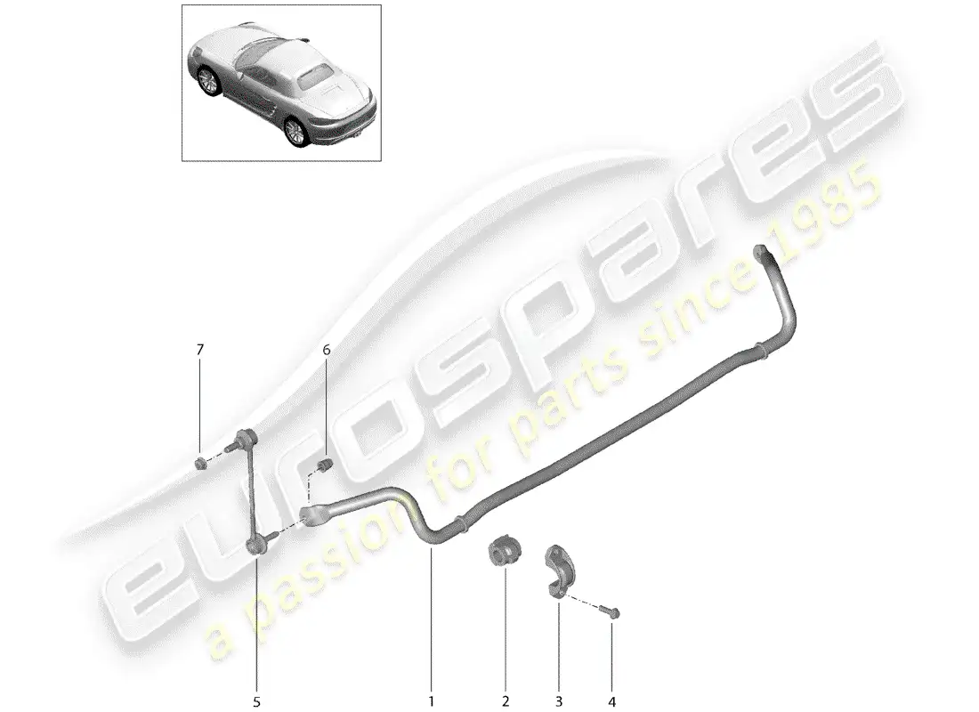 porsche 2020 (718 boxster) estabilizador diagrama de piezas