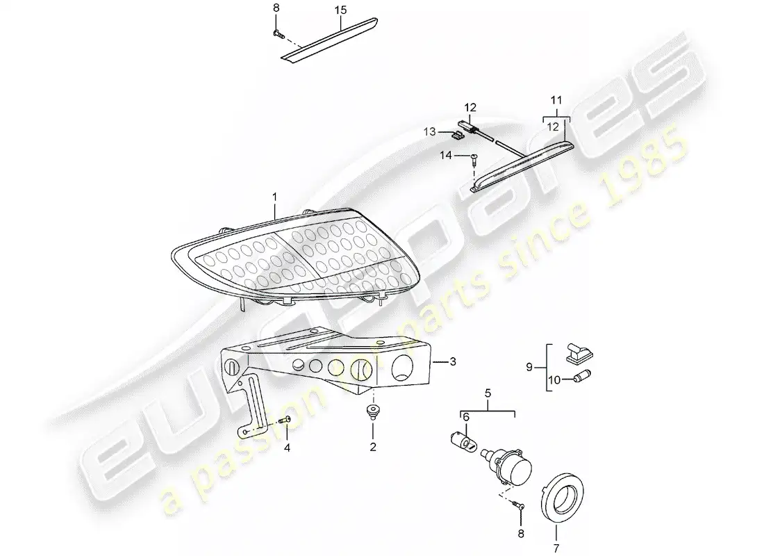 porsche 2004 (carrera gt) luz trasera - luz de matrícula - luz de freno adicional diagrama de piezas
