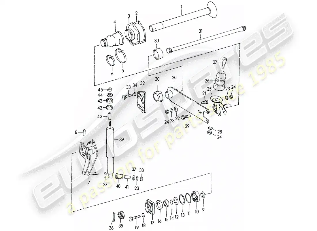 porsche 1959 (356/356a) eje posterior diagrama de piezas