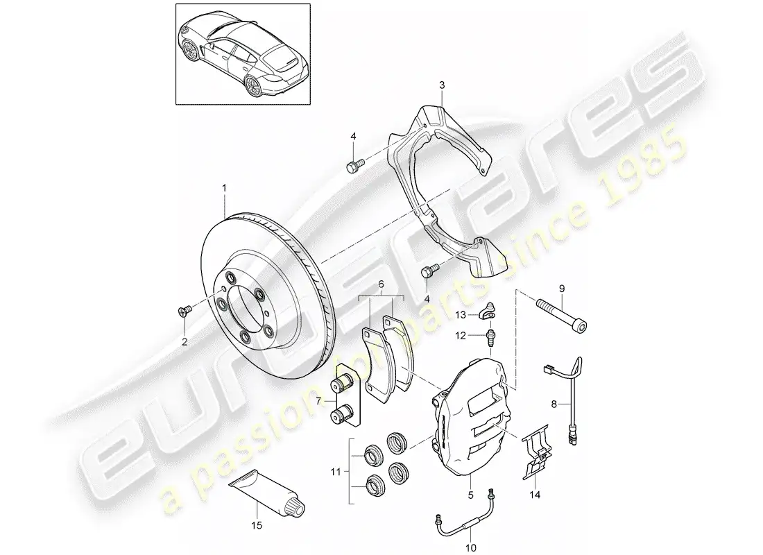 porsche 2012 (panamera 970) frenos de disco diagrama de piezas